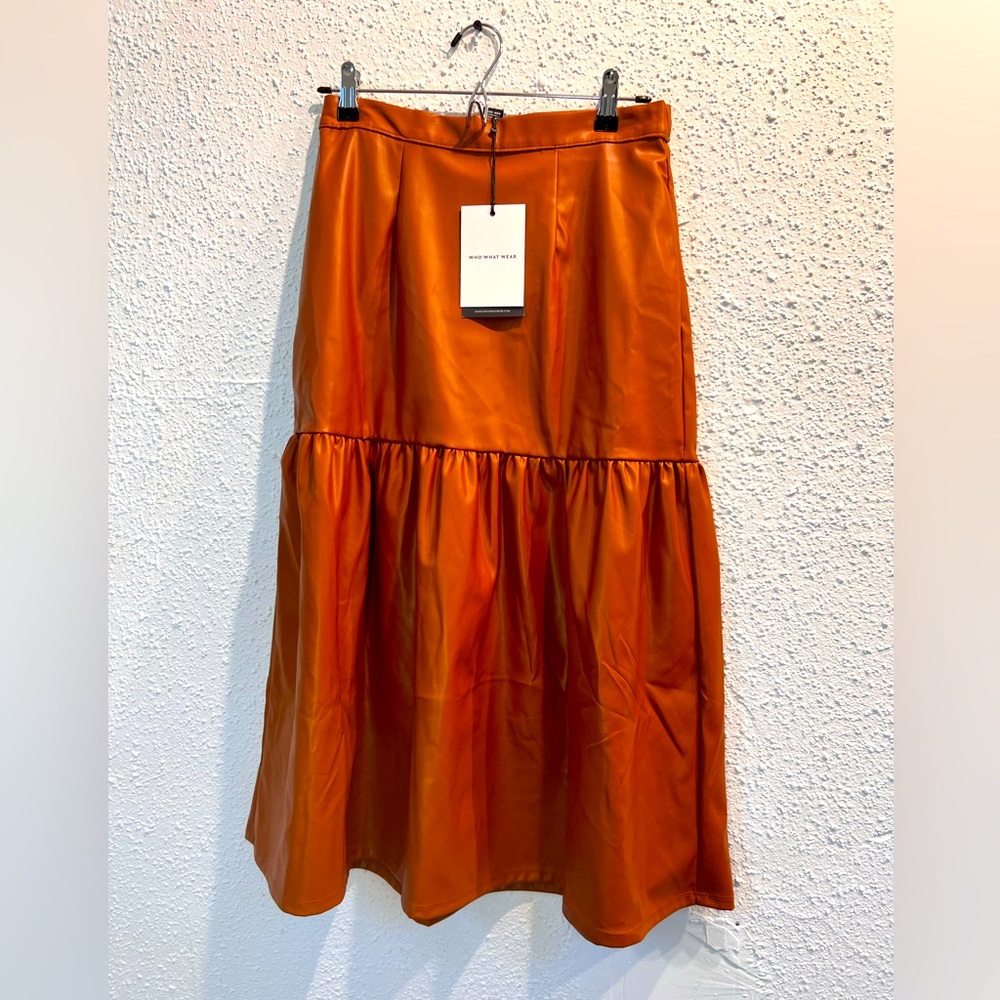 Who what wear Tiered pleather skirt